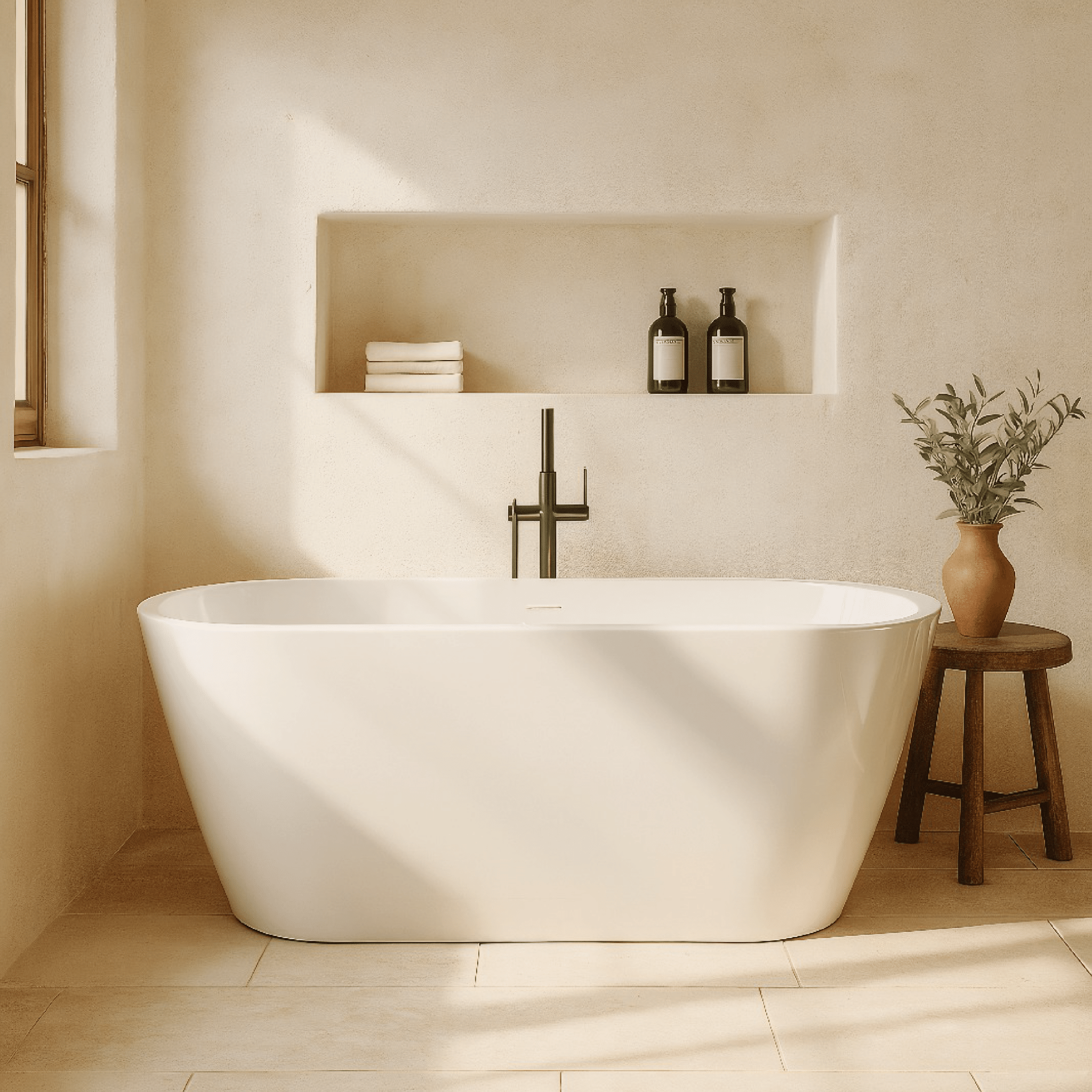 Vasca Freestanding 160x75 Cm Con Scarico Centrale Relax Design "Essenza" Bianco Lucido