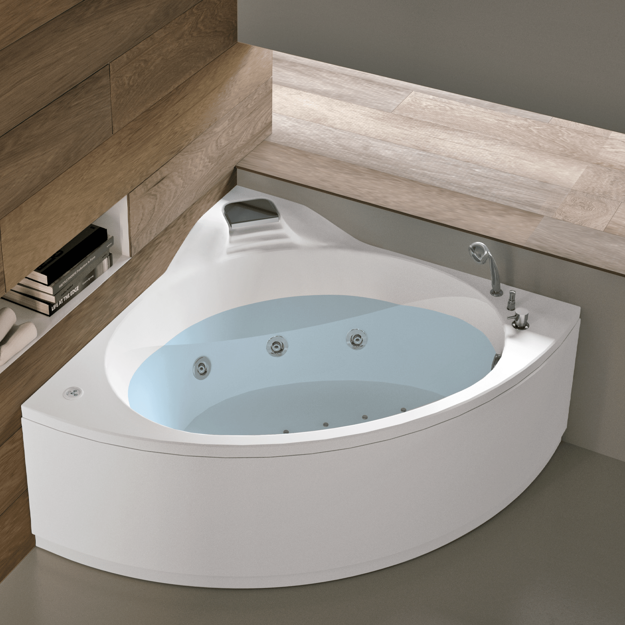 Vasca Idromassaggio Angolare 140x140 Gruppo Geromin "Nova Plus" Bianco