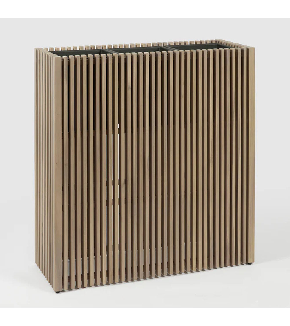 Vaso Listelli Rettangolare in Legno di Acacia Large