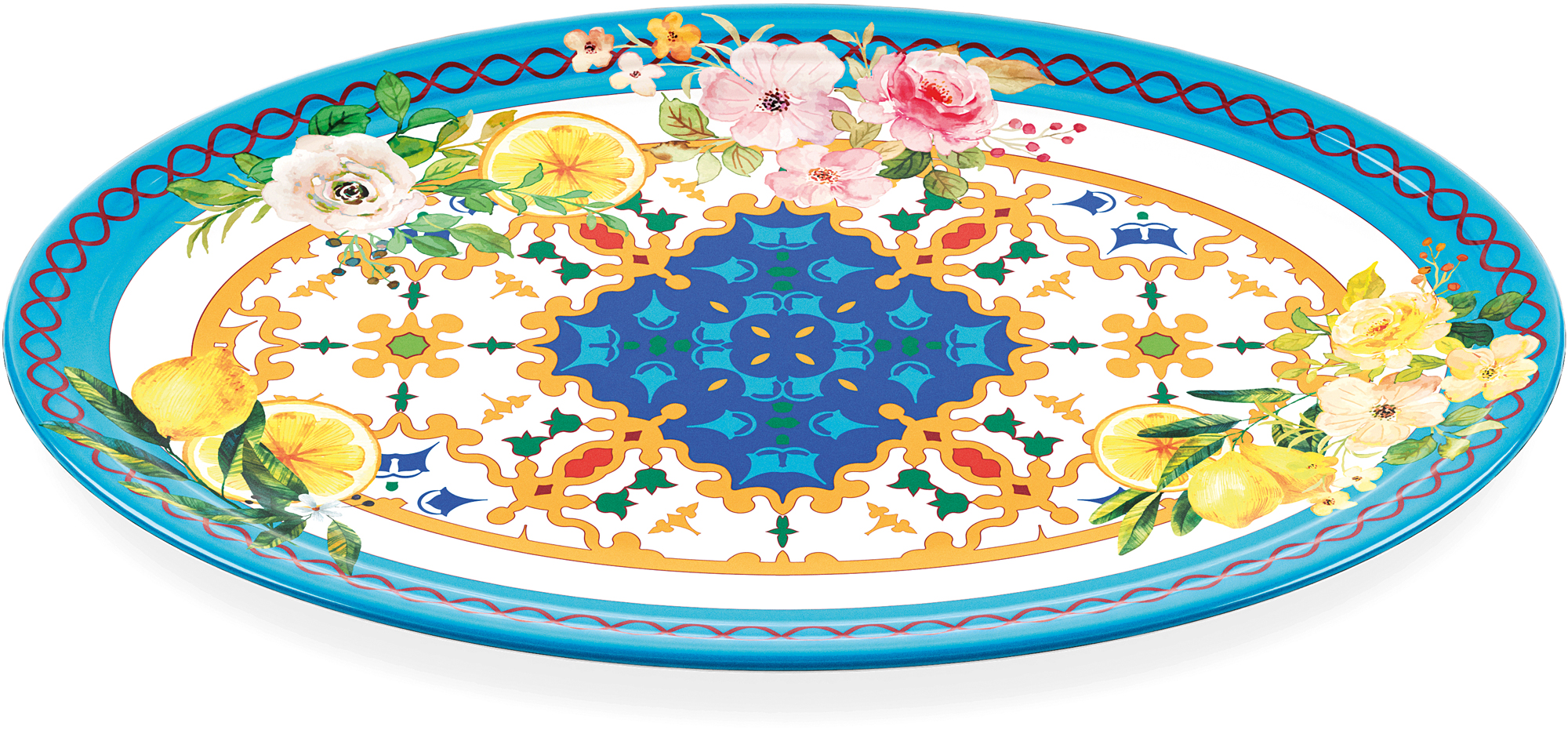 Vassoio Ovale Grande Flower E Lemon