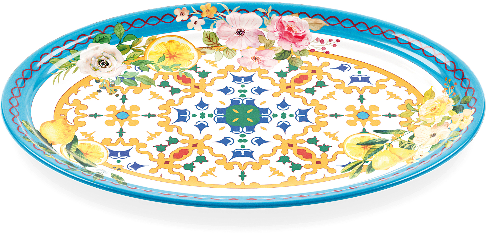 Vassoio Ovale Piccolo Flower E Lemon