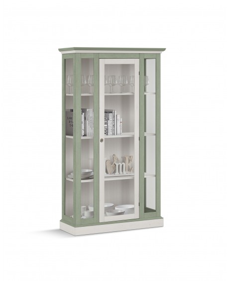 Vetrina 1 anta L.104 P.40 H.185 legno massello vari colori vari decori