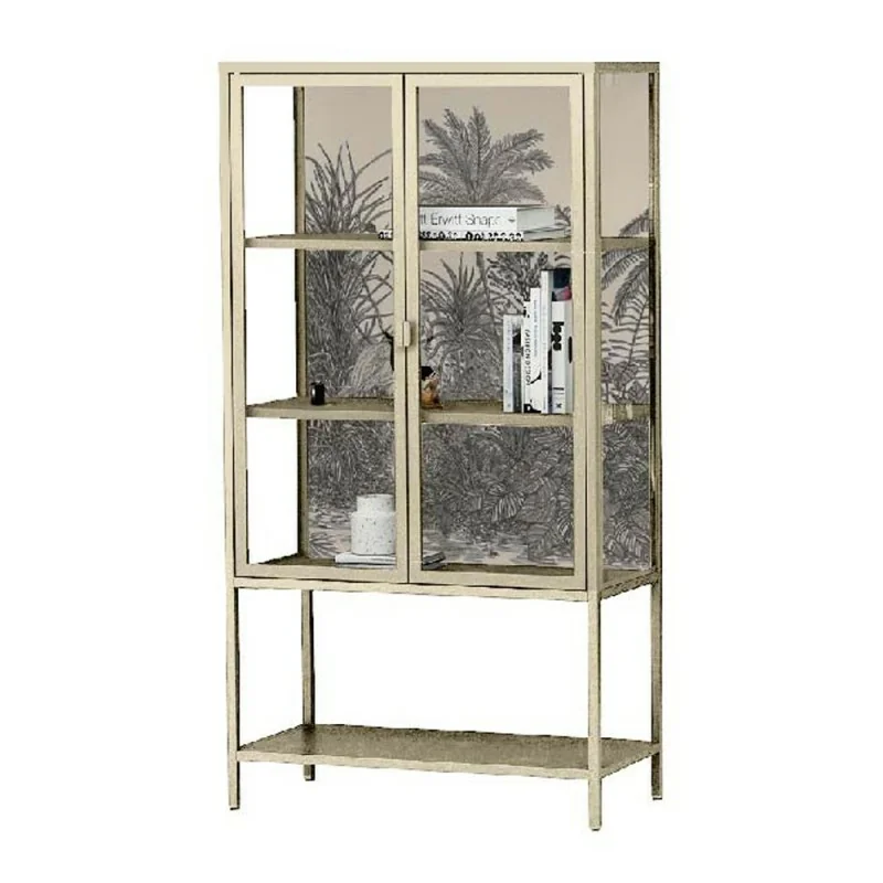 Vetrina 80x160h cm in metallo beige con 2 ante e 4 ripiani Jungle