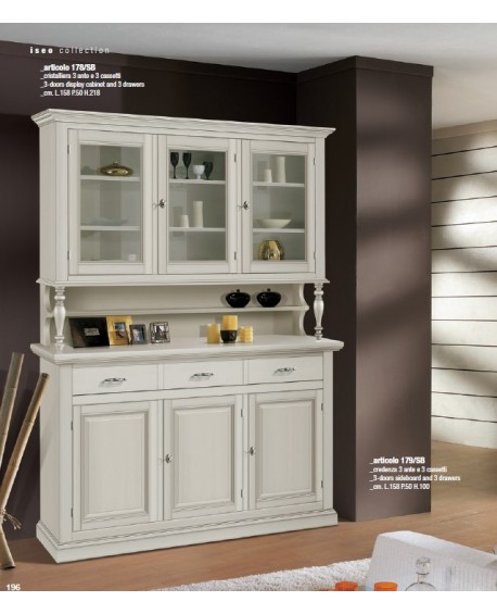 CEDENZA VETRINA BASE+ALZATA IN LEGNO MASSELLO VARI COLORI