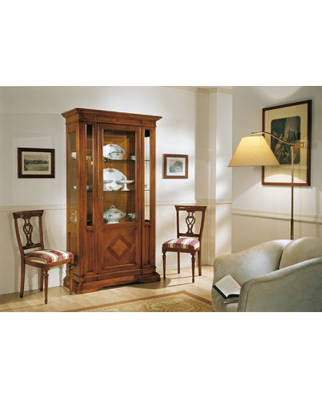 VETRINA CRISTALLIERA STILE BASSANO LEGNO MASSELLO L 118 P 48 H 213