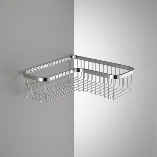 Wall-mounted chromed shower grate with corner tray - Colombo Design