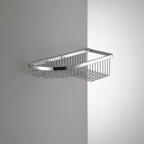 Wall mounted corner chromed shower grate with double depth tray - Colombo Design