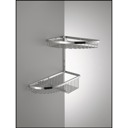Wall mounted corner shower accessory with two chromed baskets - Colombo Design