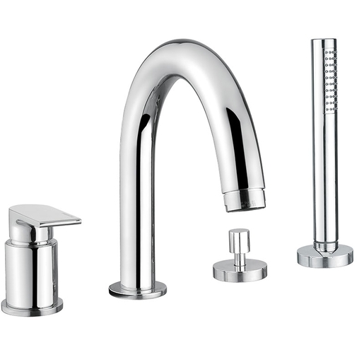 Wannengruppe mit Umsteller komplett mit Mischer, Auslauf und 4-Loch-Handbrause - Einfach, Bugnatese