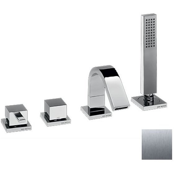 Wannenumsteller, Mischer, Auslauf, Handbrause aus gebürstetem Nickel - Hito Cinquantuno, Geda