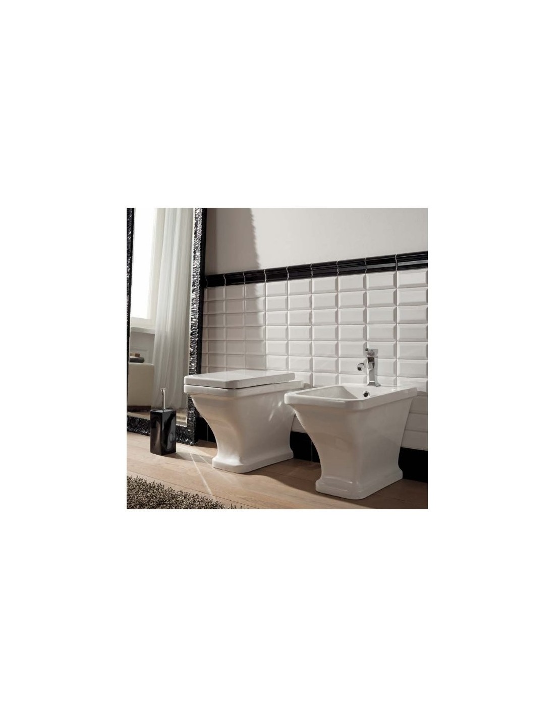 Wc + bidet + coprivaso chiusura rallentata Butterfly filomuro Ceramica Scarabeo