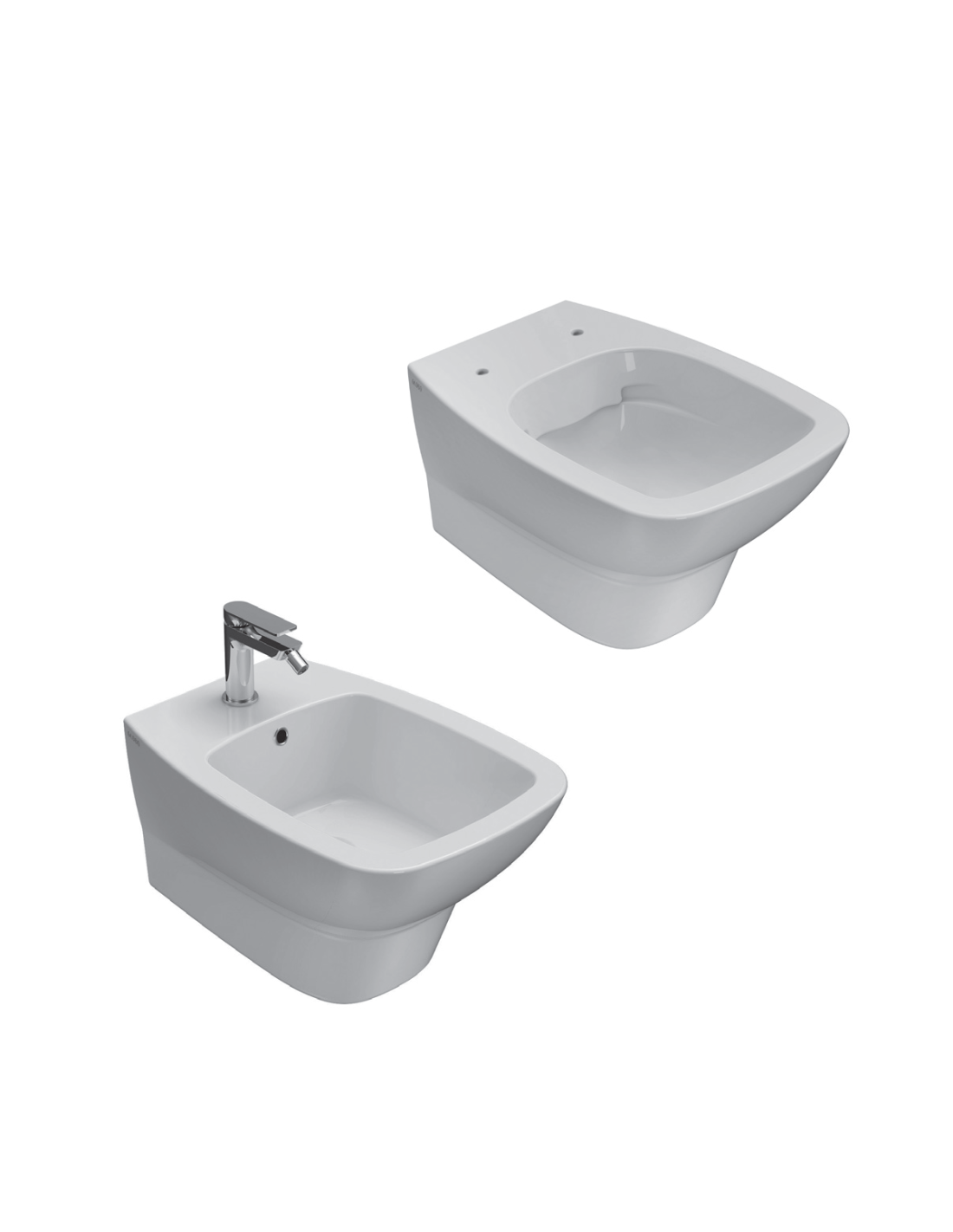 Daily sospeso SENZA BRIDA Ceramica Globo Wc + bidet + coprivaso soft