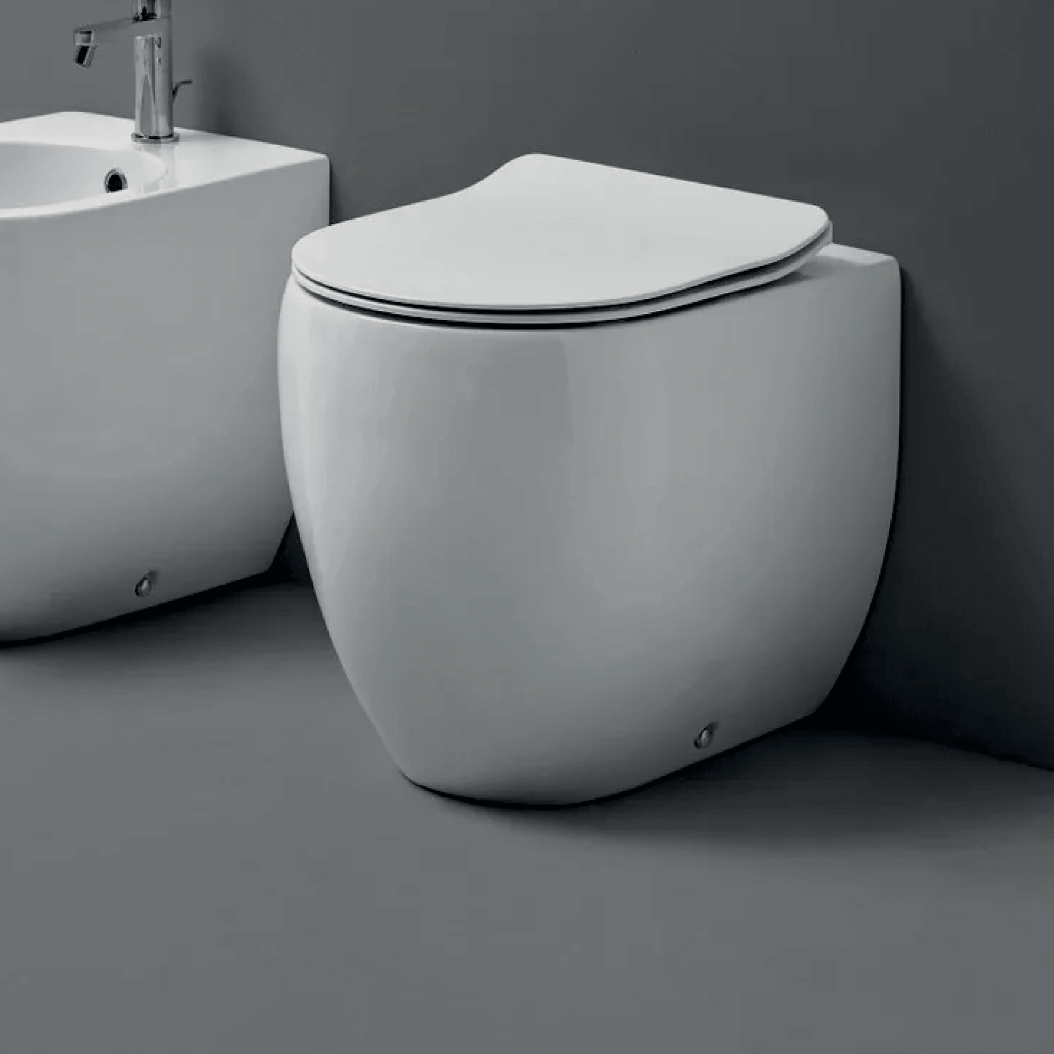 Wc a Terra Con Brida Kerasan "Flo 52" Bianco Lucido Senza Brida