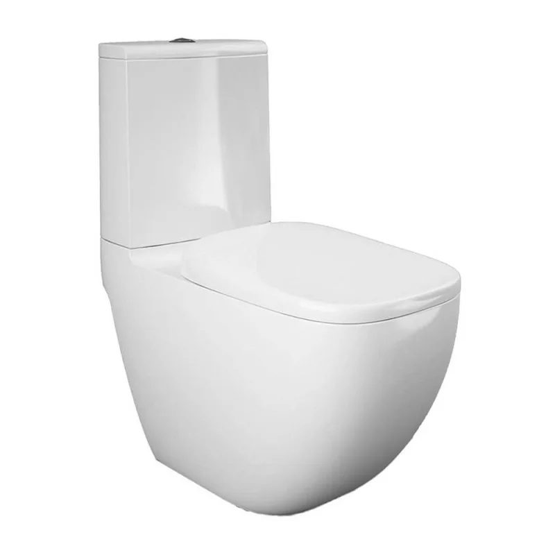 WC monoblocco tradizionale in ceramica con scarico Rimless, cassetta e sedile Rak Illusion