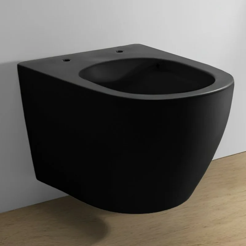 Wc sospeso rimless in ceramica nero opaco Tokyo