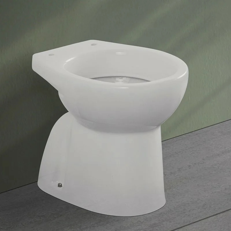 Wc tradizionale a pavimento in ceramica bianco lucido con brida Flora