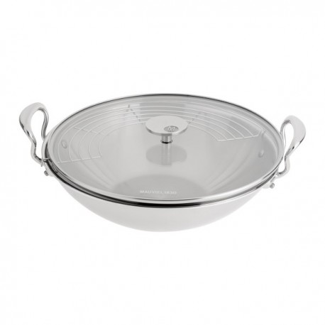 Wok Mauviel M'cook in acciaio 5 strati con coperchio