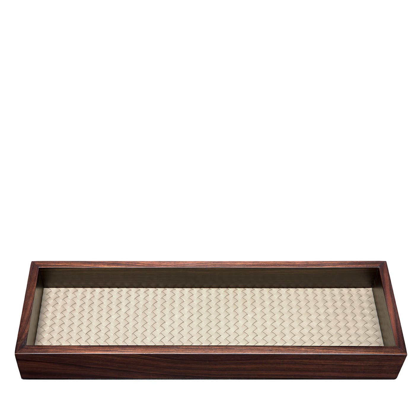 Vassoio rettangolare lungo intrecciato a mano Febe Ebano