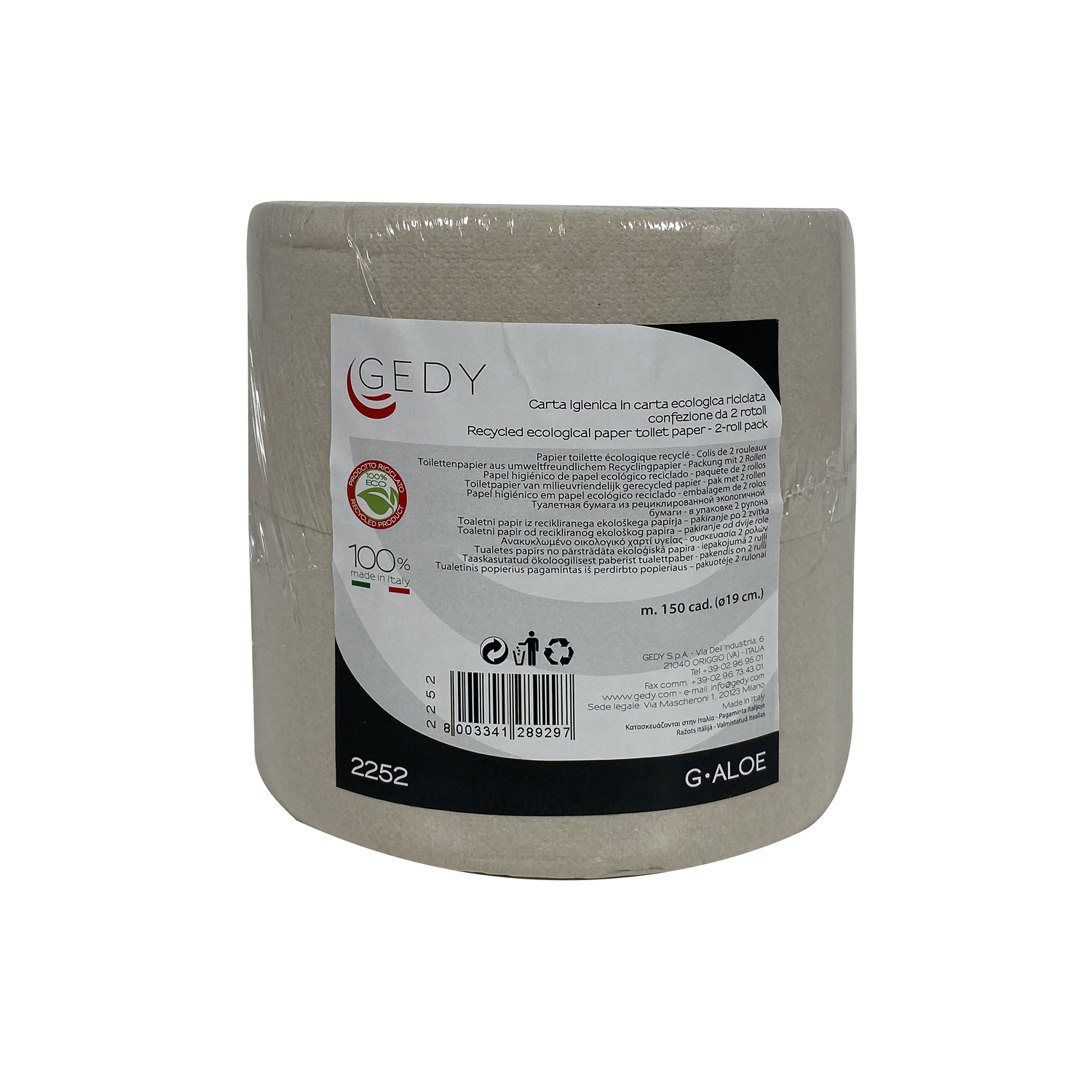 2 rotoli di carta igienica ecologica diametro 19 cm modello Aloe di Gedy