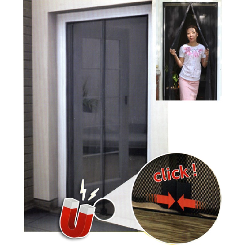 ZANZARIERA C/VELCRO NERA X PORTE A STRISCE MAGNETICHE MAURER 120X240CM